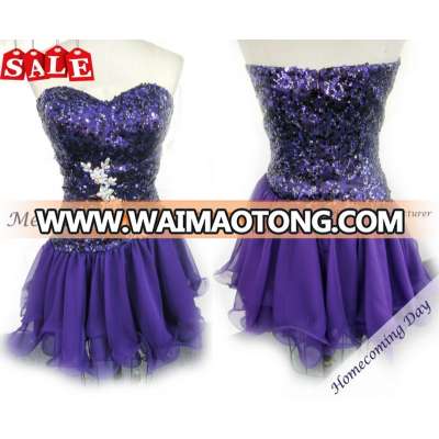 Chiffon Sequined Rhinestones Short Puffy Homecoming Dress TP11-10S