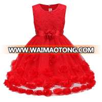 Online Hot Sale Beautiful Red Flower Girls Dress For Wedding From China