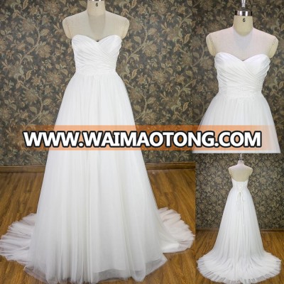 Custom made strapless sweetheart tulle bridal ruffled skirt wedding dress tulle bridal