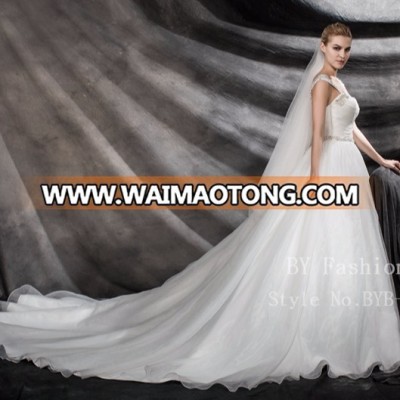 Waimaotong GuangDong Factory Ruffle Top Beaded Organza Ball Gown Wedding Dresses