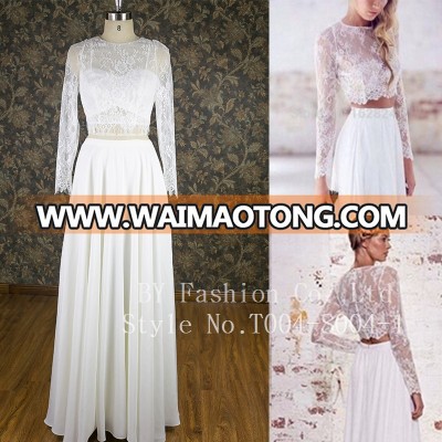 New designer high quality long lace sleeve floor-length latest casual suit dresses