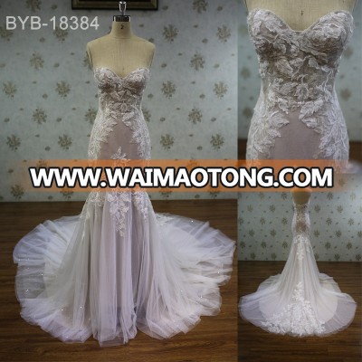 New design sweetheart appliques lace mermaid wedding dress