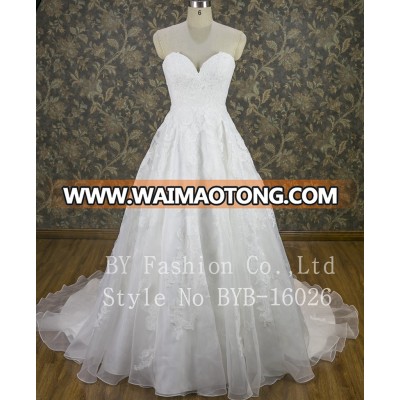 new strapless sweetheart big train floor-length ball gown wedding dress