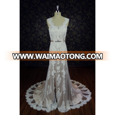 Elegant Waimaotong Satin Crystal Mermaid Wedding Dresses Sleeveless And Long Tail Wedding bridal dress